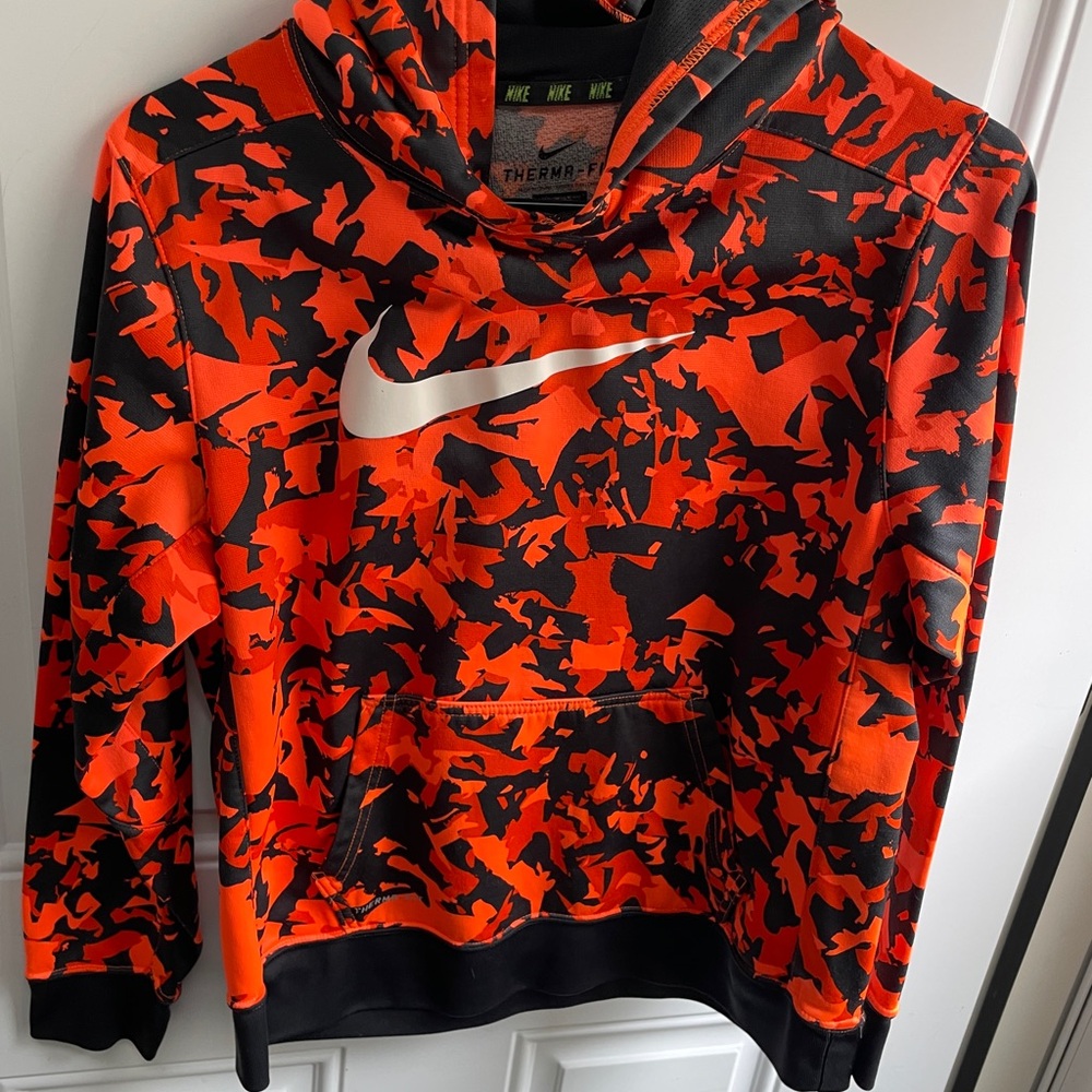 Nike Kids Orange & Black Camo Hoodie